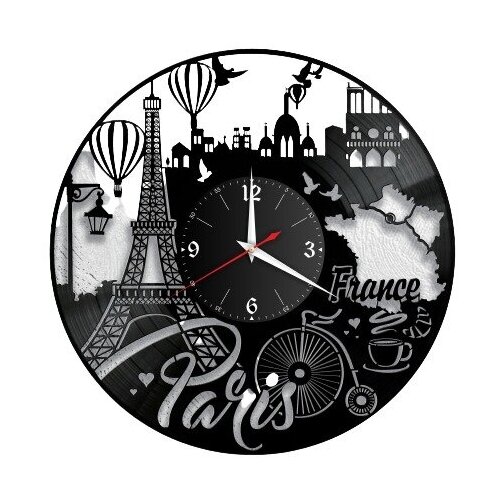 фото Настенные часы из винила «париж #6» lazer rnd