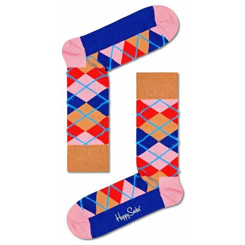 фото Розовые носки унисекс argyle sock с цветными клетками, розовый, 25 happy socks