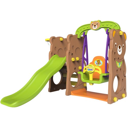фото Спортивно-игровой комплекс toy monarch мишка с качелями, коричневый/зеленый