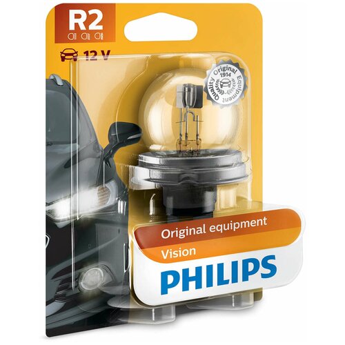 фото Лампа автомобильная philips r2 45/40w p45t-41+30% vision (бл.) 12v, 1шт, 12620b1