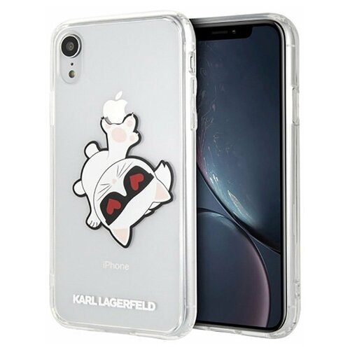 фото Чехол cg mobile karl lagerfeld choupette fun eaten apple hard для iphone xr, цвет прозрачный (klhci61cfhe)