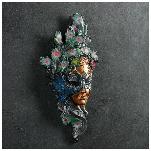 фото Венецианская маска "павлин" цветной 35см qwen