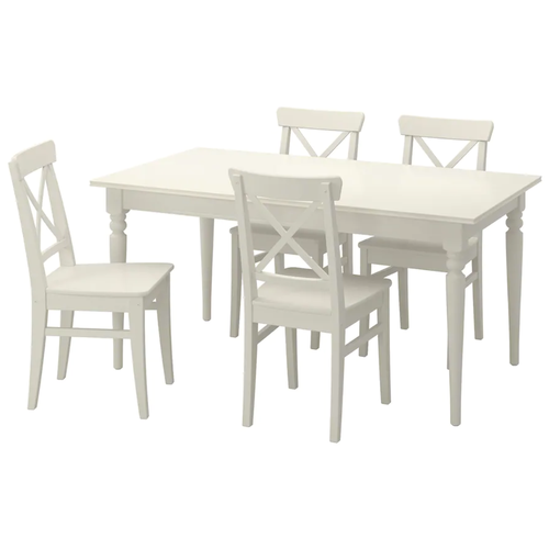 фото Ingatorp ингаторп / ingolf ингольф стол и 4 стула, белый155/215 см ikea