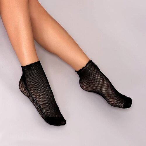 фото Женские носки minaku средние, в сетку, размер 36-37, черный