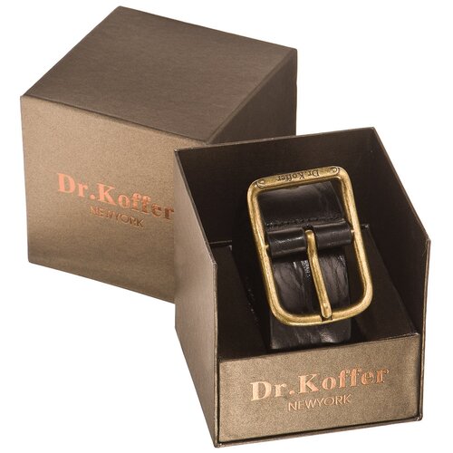 фото Ремень dr.koffer, натуральная кожа, металл, подарочная упаковка, для мужчин, длина 120 см., черный