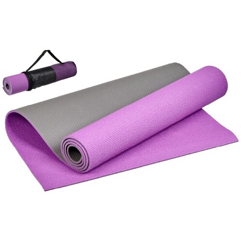 фото Коврик для йоги и фитнеса bradex sf 0691, 183*61*0,6 см, двухслойный фиолетовый