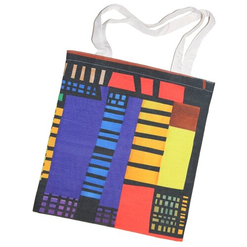 фото Сумка шопер, полиэстер, хлопок, разноцветный, холщовая эко-сумка оланж ассорти с принтом "abstraction" (шоппер), разноцветный