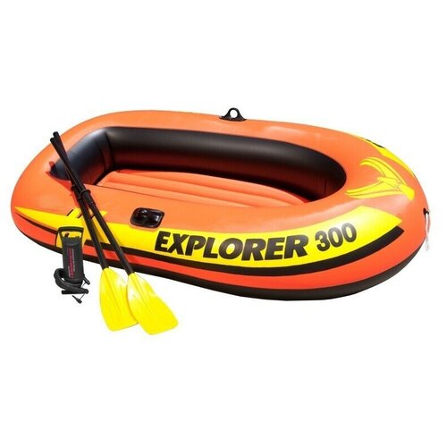 фото Надувная лодка intex explorer-300 (set), с веслами и насосом, 211х117х41см