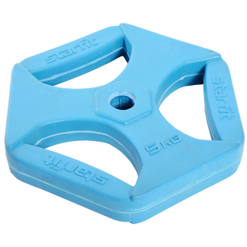 фото Диск обрезиненный с хватами starfit bb-205 5 кг, d=26 мм, синий