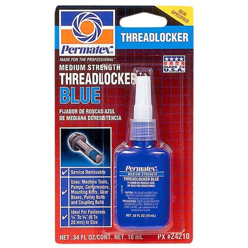 фото Фиксатор резьбовых соединений средней фиксации разъемный permatex threadlocker blue 09178/24201/24210/24225/24250 синий 10 мл