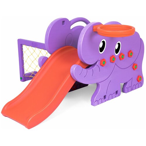 фото Детский игровой комплекс happy box jm-706d elephant для дома и улицы: детская горка, баскетбольное кольцо с мячом, футбольные ворота с мячом (производитель южная корея)