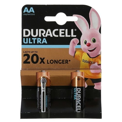 Батарейка алкалиновая Duracell Ultra Power, AA, LR6-2BL, 1.5В, 2 шт батарейка promega с 2 шт