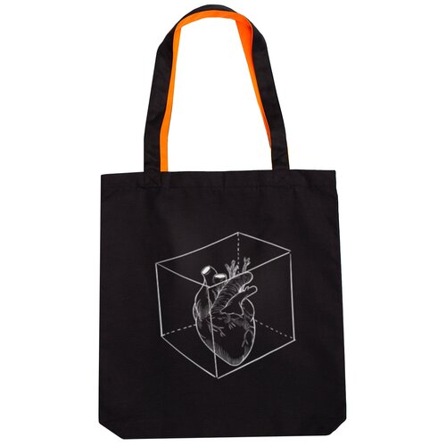 фото Холщовая сумка porto с карманом "heart in the cage", чёрно-оранжевая black pack