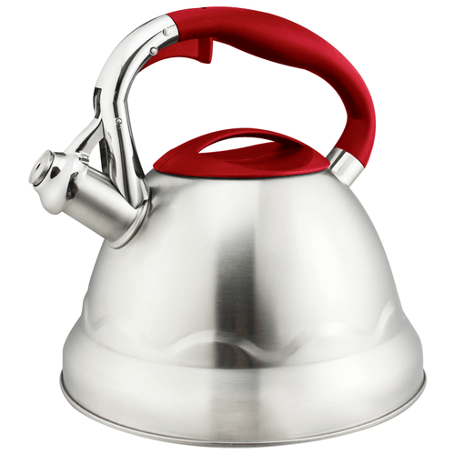 фото Mercury чайник со свистком mc-6595 3 л, серебристый/красный
