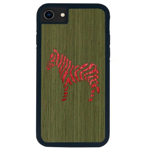 фото Чехол timber&cases для apple iphone se 2020/7/8, tpu, wild collection - зебра (зеленый - красный кото) timber & cases