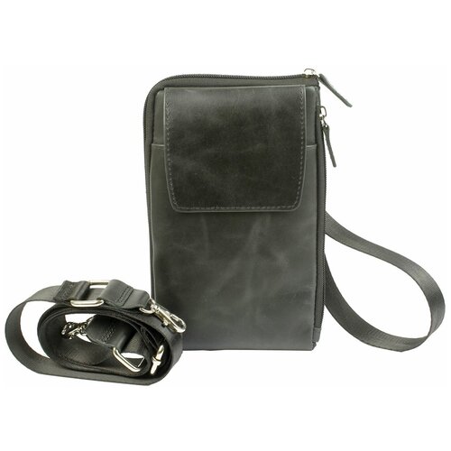 фото Дорожный кошелек, портмоне, органайзер походный, из натуральной кожи черный см853-254 кроко