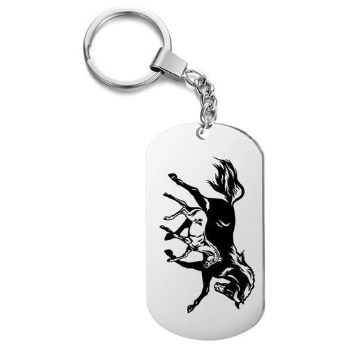 фото Брелок для ключей "наездник на лошади " с гравировкой подарочный жетон ,на сумку, на ключи , в подарок uegrafic