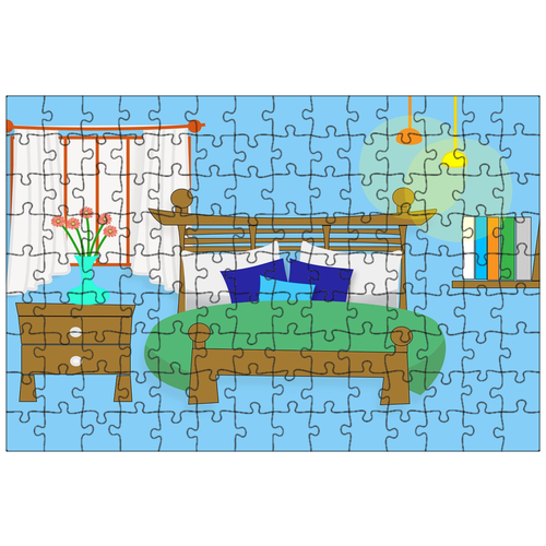 фото Магнитный пазл 27x18см."кровать, постельное белье, подушка" на холодильник lotsprints
