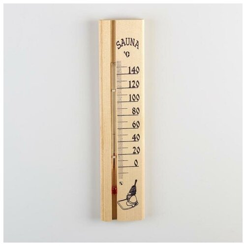 фото Деревянный термометр для бани и сауны "sauna" в пакете сима-ленд