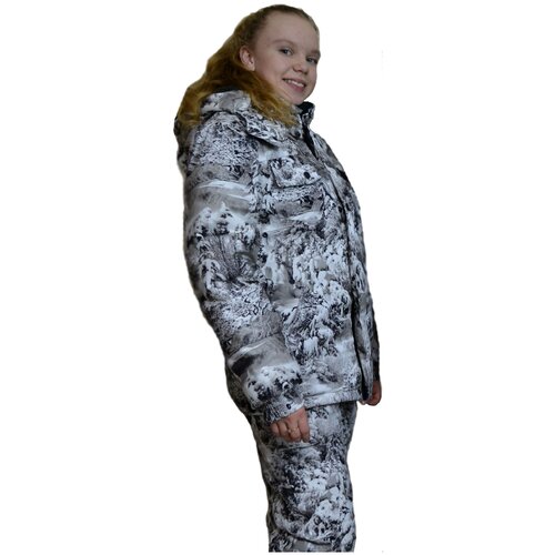 фото Тёплый зимний камуфляжный костюм для подростков и девушек (размер 36-38, рост 140-146 фактический до 152) расцветка «зимний лес» виктория-текстиль