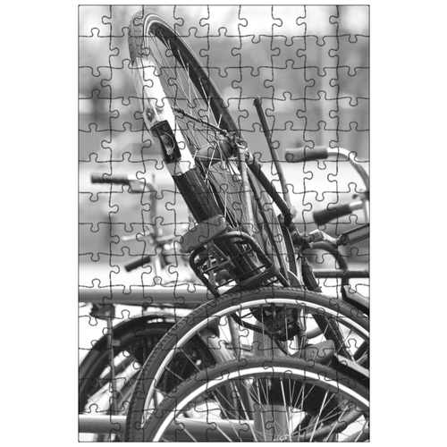 фото Магнитный пазл 27x18см."велосипед, амстердам, снег" на холодильник lotsprints
