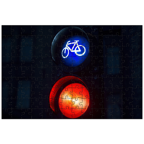 фото Магнитный пазл 27x18см."велосипед, светофор, красный" на холодильник lotsprints
