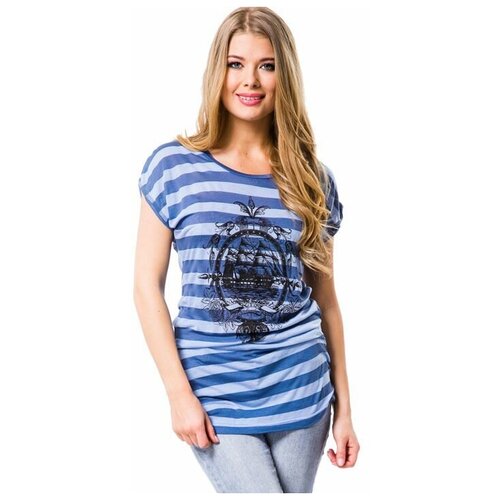 фото Удлиненная футболка в морском стиле mondigo (3771, синий, размер: 42)