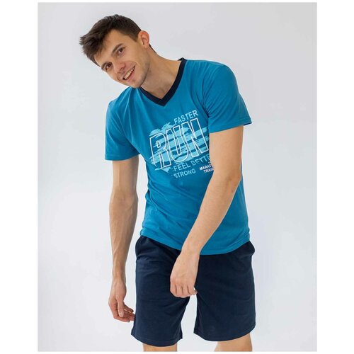 фото Домашний костюм мужской пижама комплект шорты футболка domteks размер 52
