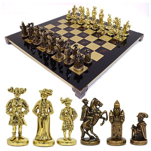 фото Manopoulos шахматный набор рыцари средневековья бронза-золото 475*475*80мм