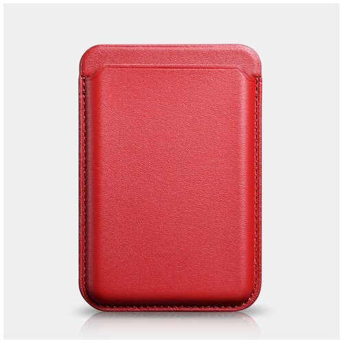 фото Чехол-кошелек magsafe из натуральной кожи для iphone 12/13, red icarer