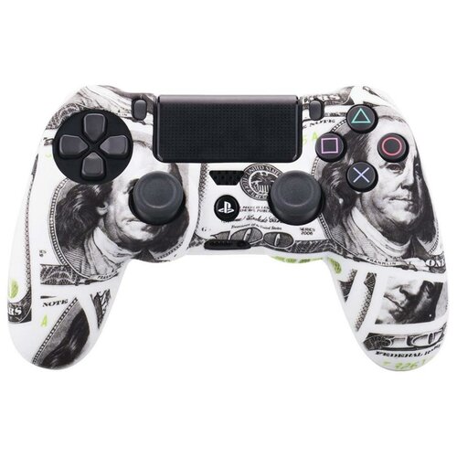 фото Защитный силиконовый чехол для геймпада sony playstation 4 dualshock / ps4 (матовая накладка для контроллера сони плэйстэйшн 4 дуалшок / пс4) с рисунком, доллары картофан