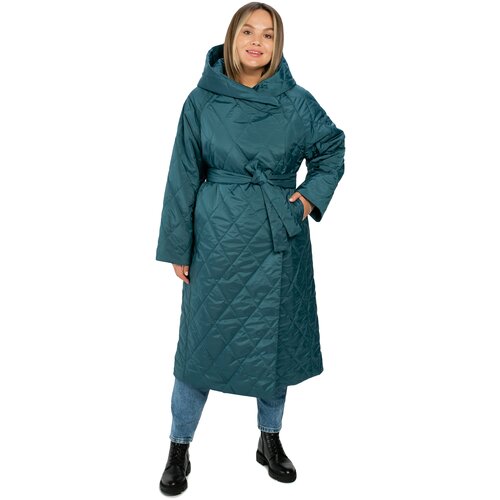 фото Пальто стёганное женское с капюшоном большие размеры tirella city