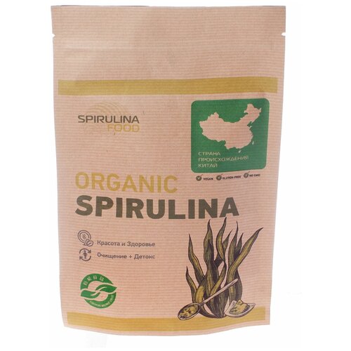 фото Спирулина spirulinafood spirulina maxima органик, порошок, бумажный пакет, 100 г