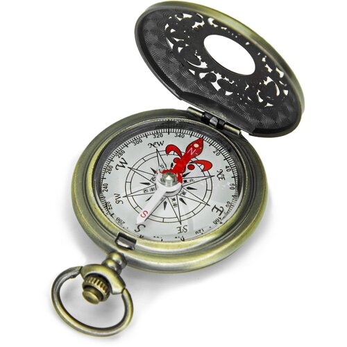 фото Металлический компас с крышкой g35 / винтажный, ретро / цвет "бронза" выживай