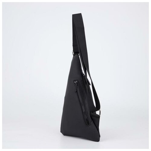 фото Сумка-слинг кнр отдел на молнии, 3 наружных кармана, регулируемый ремень, черная