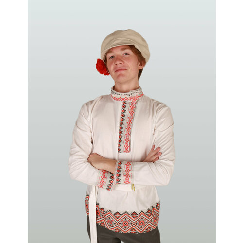 фото Картуз кепка с цветком мужской взрослый лен бежевый русский сарафан