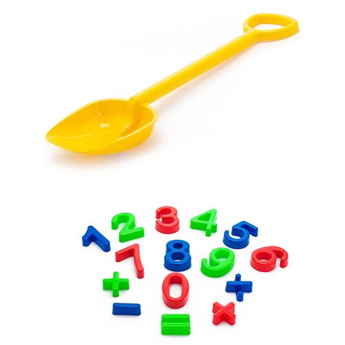 фото Детский игровой набор для песочницы: арифметика + лопатка 50 см. желтая, каролина тойз karolina toys