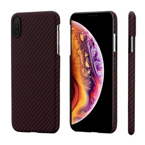 фото Чехол pitaka magez case для iphone xs max красный в полоску , кевлар (арамид)