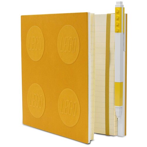 фото 52441 книга для записей (158х158мм., 176 листов, линейка, 150х152мм.), с желтой гелевой ручкой (толщина линии 0,70 мм.) lego - locking notebook