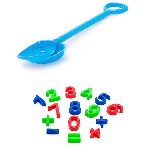 фото Детский игровой набор для песочницы: арифметика + лопатка 50 см голубая, каролина тойз karolina toys