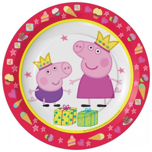 фото Росмэн тарелки одноразовые бумажные пеппа-принцесса 18 см, 6 шт., розовый