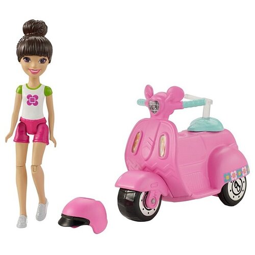 фото Набор barbie в движении мини-кукла и скутер, 11 см, fhv80