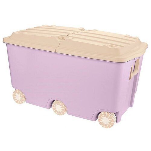 фото Ящик для игрушек на колёсах, цвет розовый mikimarket
