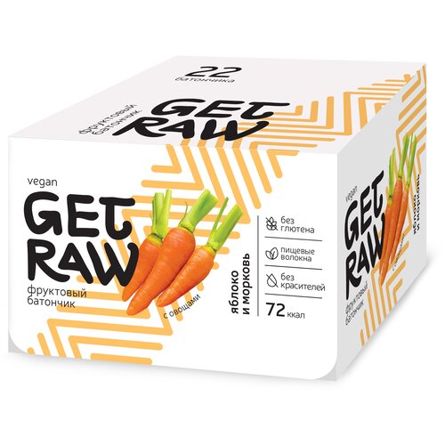 фото Фруктовый батончик get raw яблоко и морковь, 30 г 22 шт.