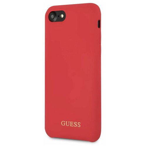 фото Чехол guess для iphone 7/8/se 2020 silicone collection gold metal logo hard red
