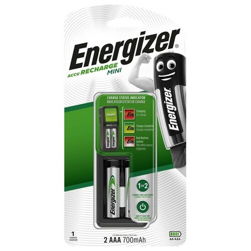 фото Зарядное устройство energizer mini: 1/2 слота aa/aaa, + 2 акк. aaa 700mah