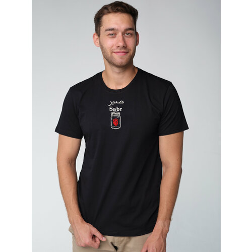 фото Футболка футболка с вышивкой сабр sabr мужская хлопок, размер 52, красный, белый rk shop