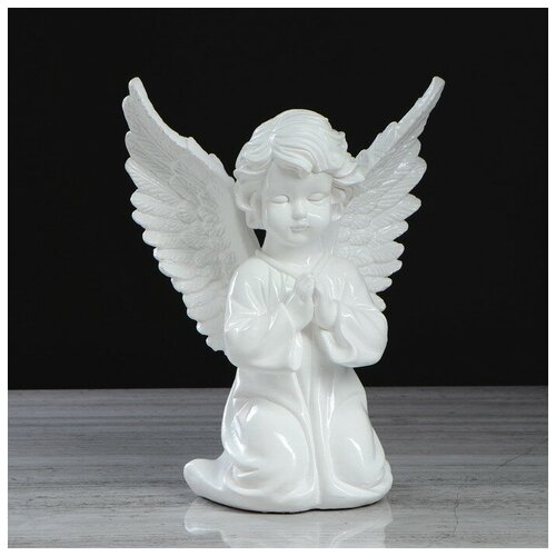 фото Статуэтка "ангел с крыльями", белая, 35 см premium gips