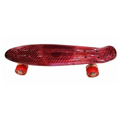фото Скейтборд однотонный глянцевый со светящимися колесами, цвет - красный, арт. hbc-415-33 нет бренда