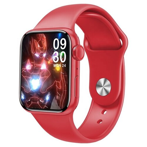 фото Умные часы smart watch m26 plus красный / смарт-часы m26 plus с полноразмерным экраном и активным колесиком, 44мм